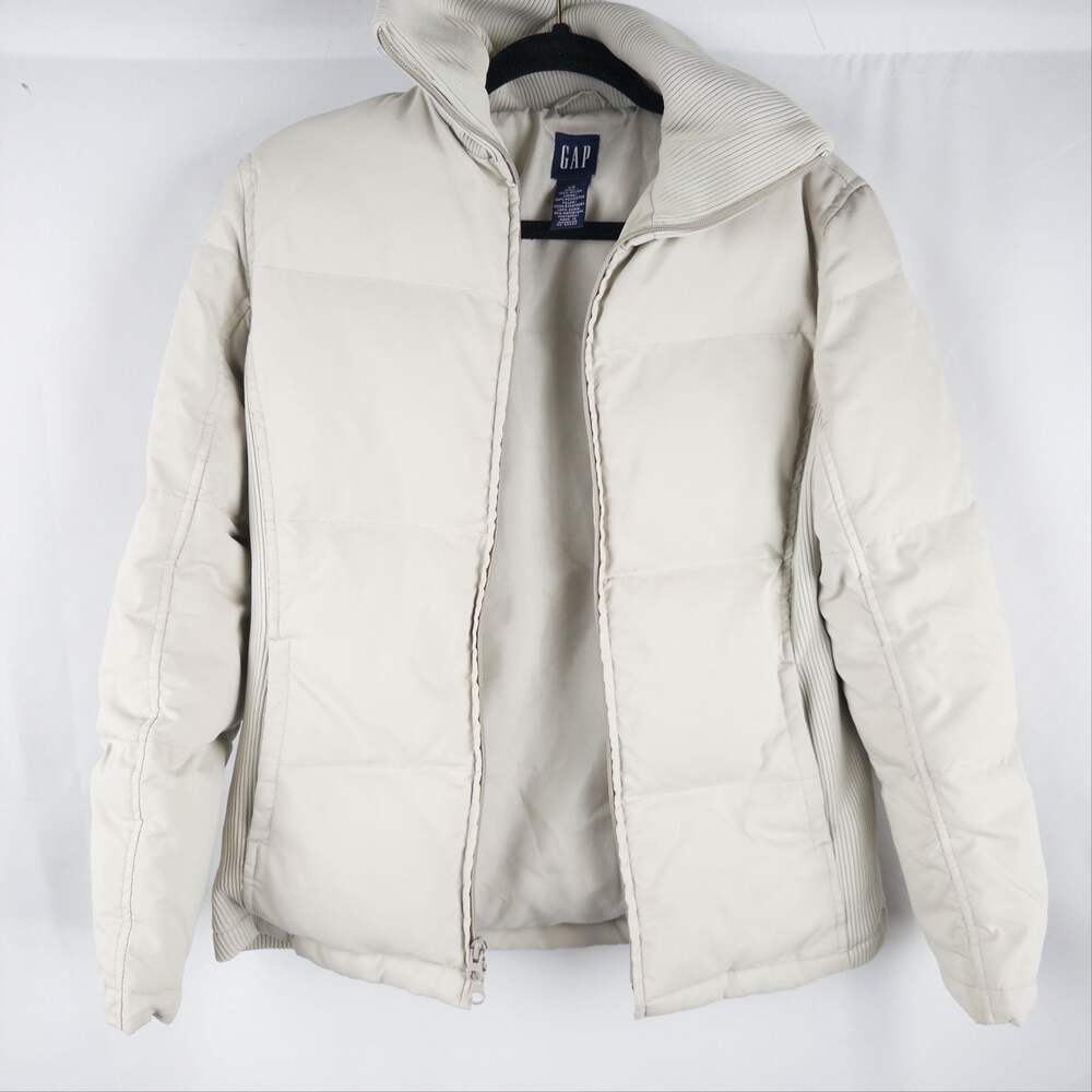 Vintage GAP Women's Down and Feather Puffer Jacket with Ribbed Trim